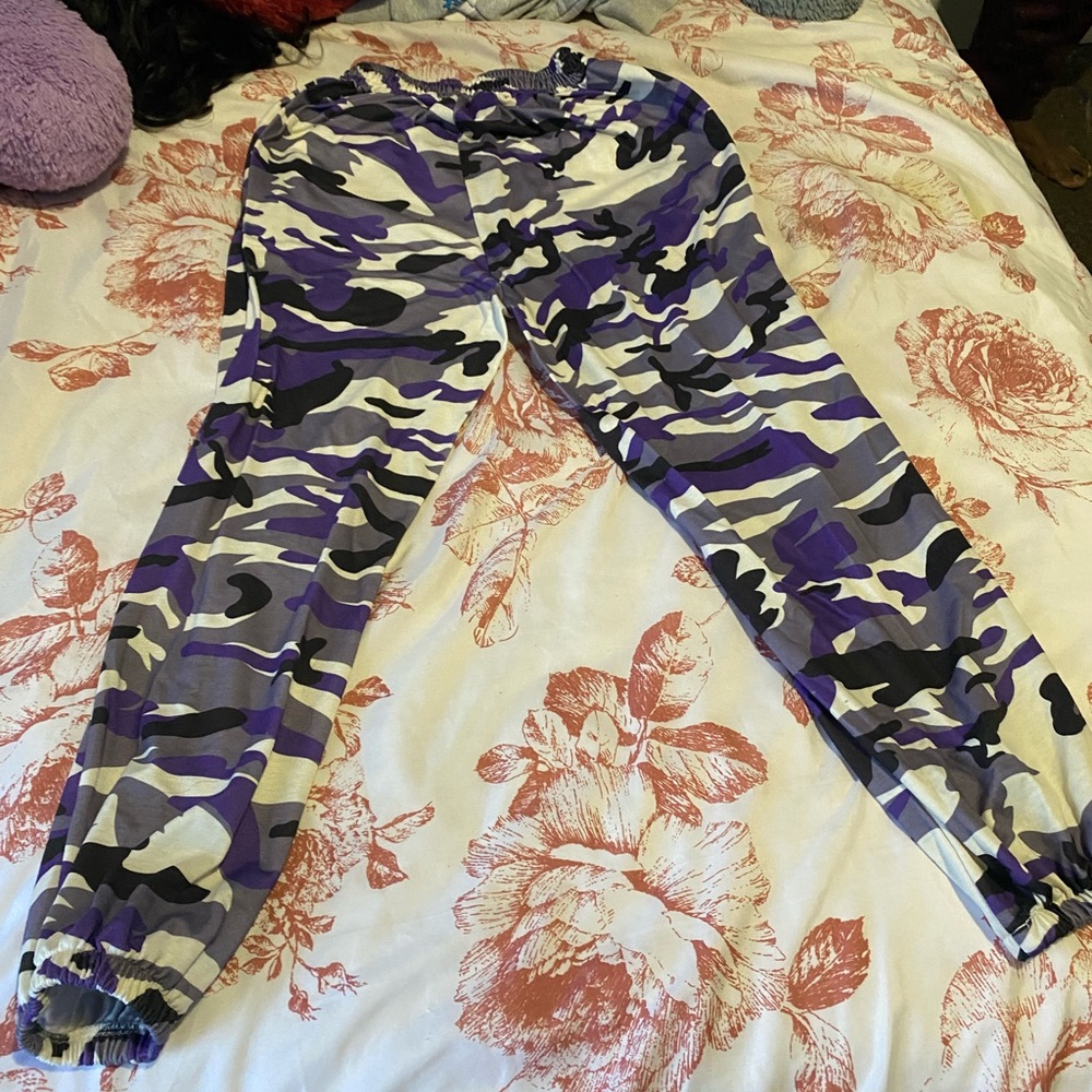 Purple camo joggers